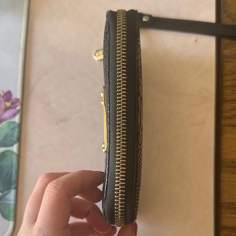 Michael Kors Black Textured Wristlet with Gold Accents - Picture 6 of 11